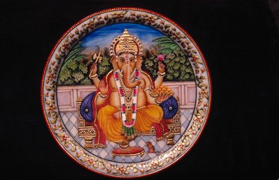 Obraz Boga Ganesh Ganpati na marmurowej płycie autorstwa School Indian