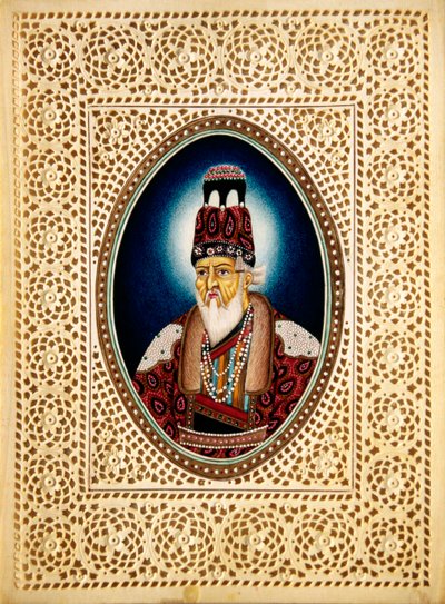 Obraz cesarza Mogołów Shah Jahana na kości słoniowej autorstwa School Indian