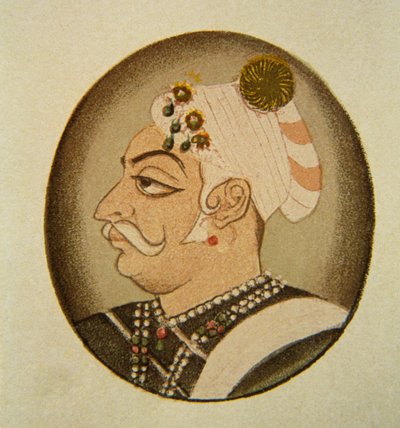 Portret maharadży Bhartpur Badam Singha, Radżastan, Indie autorstwa School Indian
