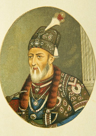 Portret cesarza Mogołów Bahadura Szacha Ii, Indie autorstwa School Indian