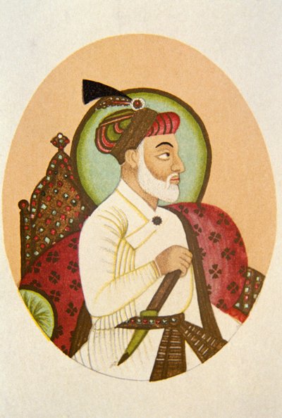 Portret cesarza Mogołów Bahadura Szacha, Indie autorstwa School Indian