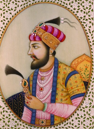 Portret cesarza Mogołów Shah Jahana Covey Painting autorstwa School Indian