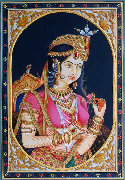 Portret Mumtaz Mahal na obrazie papierowym autorstwa School Indian