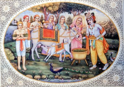 Miniaturowe obrazy Radhy Kryszny autorstwa School Indian