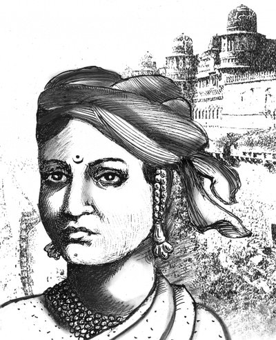 Rani Lakshmibai (litografia) autorstwa School Indian