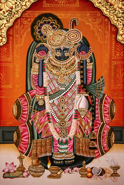 Shri Bankey Bihari Miniature Painting, Vrindavan, Mathura, Indie autorstwa School Indian