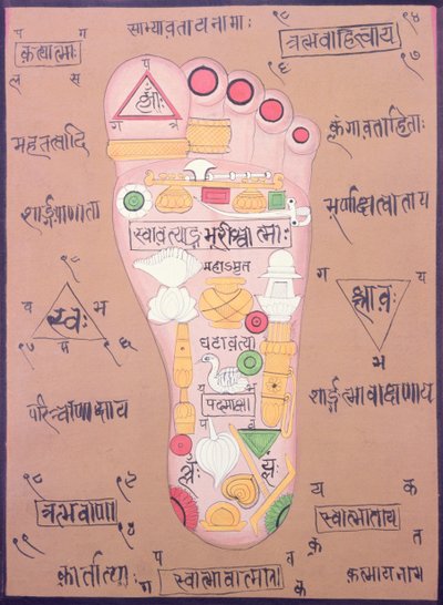 Tantryczny diagram prawej stopy (gwasz i akwarela na papierze) autorstwa School Indian