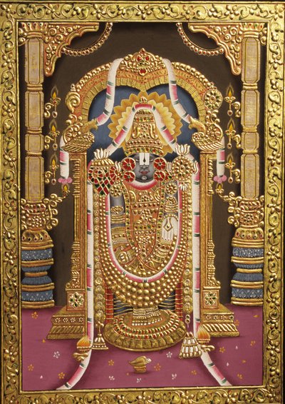 Tirupati Balaji z wytłoczonym złotem Indie Azja autorstwa School Indian