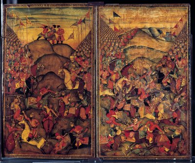 Scena bitwy. XVII-wieczne malarstwo pochodzenia indoirańskiego. Muzeum Sztuki Dekoracyjnej, Paryż autorstwa School Iranian