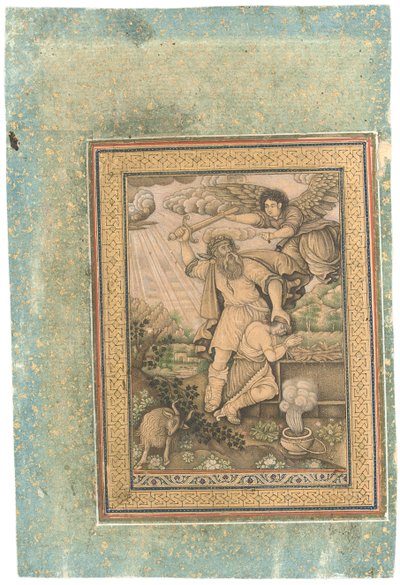 Ofiara Izaaka, koniec XVII - początek XVIII w. (tusz na papierze) autorstwa School Iranian