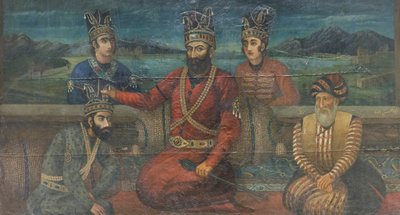 Koronacja Mohammada Shaha Gurkani przez Nadera Shaha, Abolhassana (olej na płótnie) autorstwa School Iranian