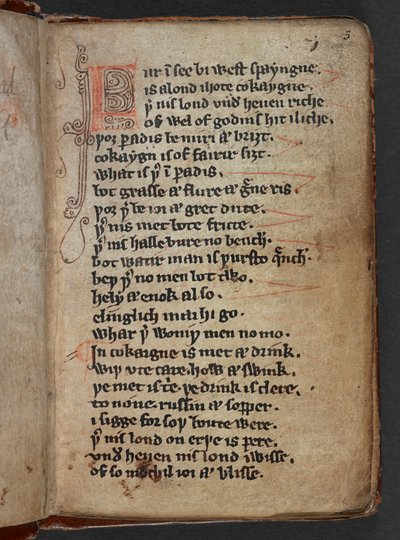 Harley MS 913, f.3r z Kildare Poems lub Kildare Lyrics (pergamin) autorstwa School Irish