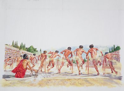 Starożytne Ateny - rekonstrukcja Stadionu (litografia kolorowa) autorstwa School Italian