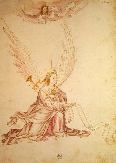 Archanioł Gabriel (tusz i pranie na papierze) autorstwa School Italian