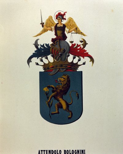 Herb rodziny Attendolo Bolognini z Mediolanu z lwem "dragonne". autorstwa School Italian