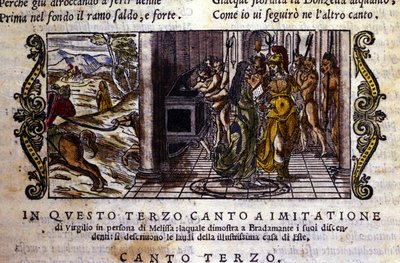 Bradamante spotyka magik Melissę, która opowiada jej, że ona i Roger (Ruggero, Ruggiero) założyli dynastię Este, Scena zaczerpnięta z rycerskiego poematu „Orlando Furioso” (Wściekły Rolanda) Ludovico Ariosto (1474 - 1533) dit L
