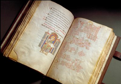 Ewangelicki. Kodeks z klasztoru Farfa. (Ms. E 16 folii 149v. 150r.) Rzym, Biblioteca Vallicelliana autorstwa School Italian