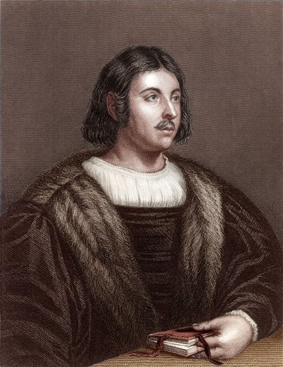Giovanni Boccaccio (kolorowe grawerowanie) autorstwa School Italian