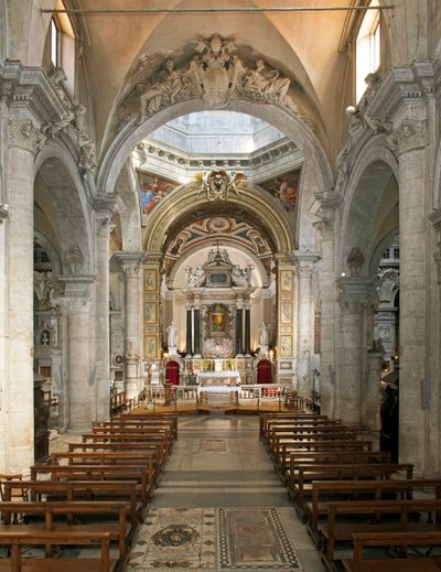 Widok wnętrza bazyliki Santa Maria del Popolo (Widok wnętrza kościoła Santa Maria del Popolo) XV-XVII w. Rzym Włochy autorstwa School Italian