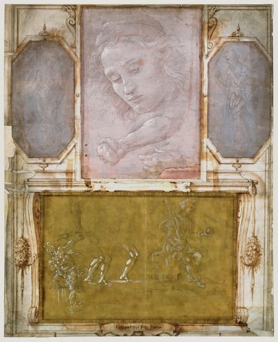 Strona z „Libro dei Disegni” Giorgio Vasari (1511-74) oprawiona i oprawiona po 1524 (metalowy punkt na papierze) (szczegóły w 474784) autorstwa School Italian