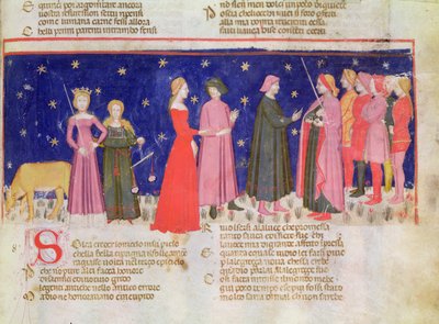 Raj VIII f.58r Rozmowa z Carlo Martello, z „Boskiej komedii” Dantego Alighieri (1254-1321) (welum) autorstwa School Italian
