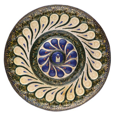 Okrągły talerz polichromowany, wenecki, ok. 1500 (emalia paczko-pozłacana) autorstwa School Italian