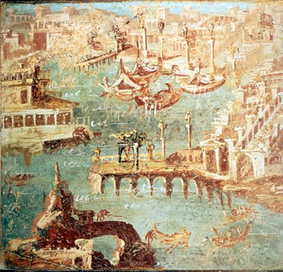 Port Pozzuoli (Pozzuoli) w pobliżu Neapolu.Museo Nazionale de Naples autorstwa School Italian