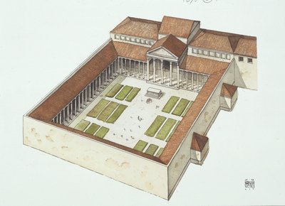 Zrekonstruowane Forum zbudowane przez Titus Flavius Vespasianus (kolor lito) autorstwa School Italian