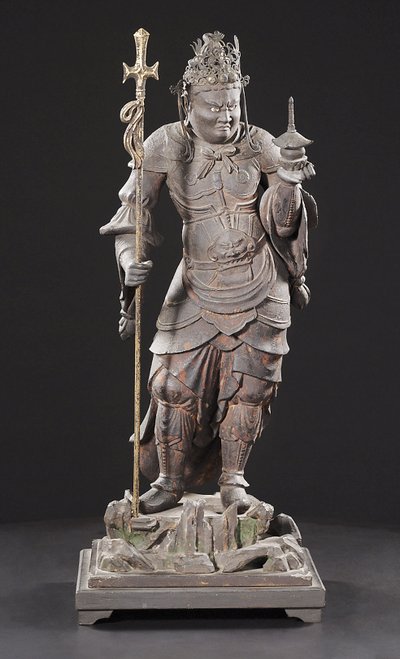 Bishamonten, okres Kamakura (drewno, metal, złoto płatkowe i pigment) autorstwa Japanese School
