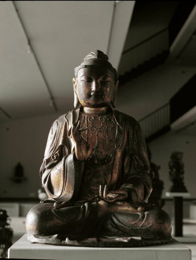 Budda siedzący w pozycji lalitasana - rzeźba, okres Kamakura (1185-1333) autorstwa Japanese School