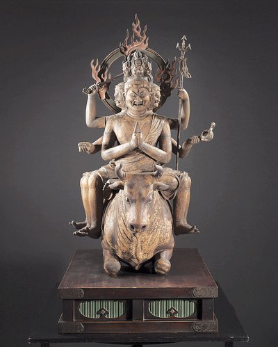 Daiitoku Myoo, okres Kamakura, ok. 1251-99 (drewno, metal, złoto płatkowe i pigment) autorstwa Japanese School