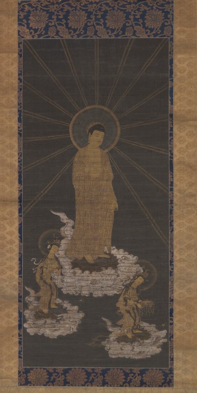 Zejście Amidy lub Raigo, okres Muromachi ok. 1333-1568 (atrament na płótnie) autorstwa School Japanese