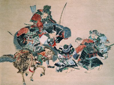 Walka z Mongołami (akwarela na papierze) autorstwa School Japanese
