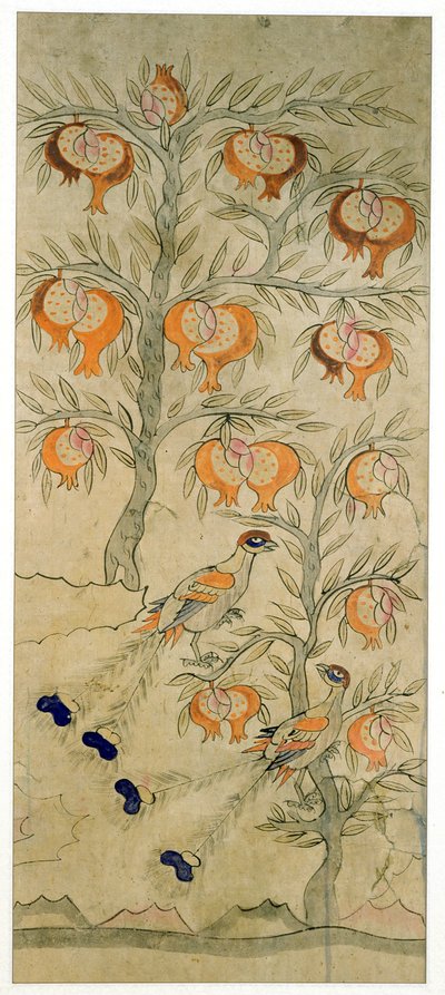 Panel z ośmiokrotnego ekranu (naturalne pigmenty na papierze) autorstwa School Korean