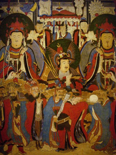 Budda i Bodhisattwa towarzyszą swoim opiekunom, malując na rolce, okres Joseon (1392-1896), Kree. Fotografia, Muzeum Narodowe w Seulu, Republika Korei autorstwa School Korean