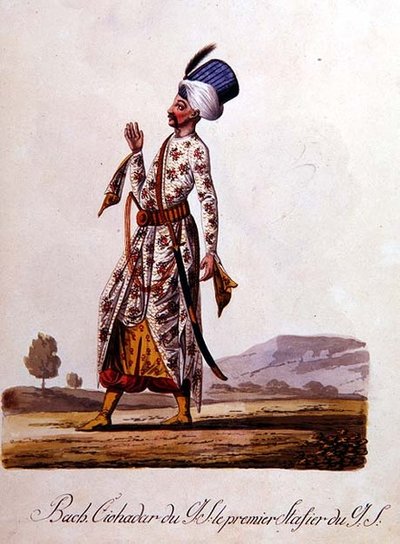 Sułtan, z albumu strojów tureckich, koniec XVIII w. autorstwa School Levantine
