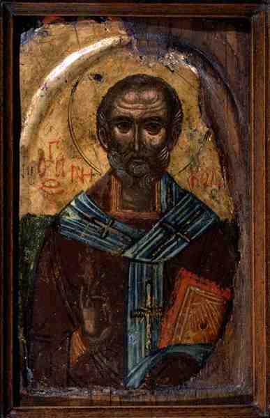 Św. Mikołaj, ok. 1600 (tempera na panelu) autorstwa School Macedonian