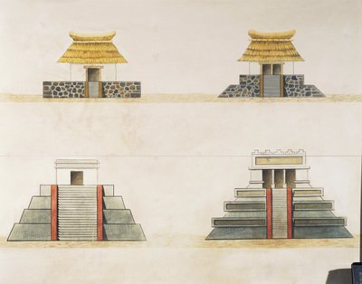 Rekonstrukcja historyczna budynków w Tenochtitlan (kolor lito) autorstwa School Mexican