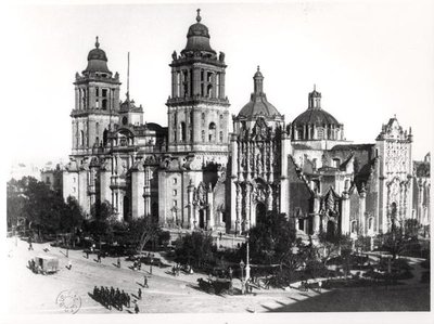 Katedra w mieście Meksyk (zdjęcie czarno-białe) autorstwa School Mexican
