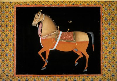 Sztuka Moghol: przedstawienie ogiera. Gwasz z XVIII wieku. Paryż, B.N. autorstwa School Mughal