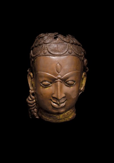 Maska repuzy Śiwy, ok. XI w. (miedź) autorstwa School Nepalese