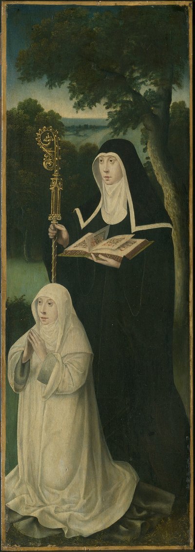 Święta Gertruda z Nivelles i kanoniczka augustiańska autorstwa School Netherlandish
