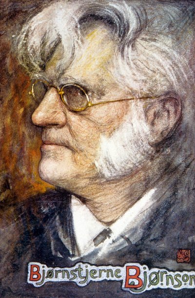 Bjørnstjerne Martinius Bjørnson (litografia kolorowa) autorstwa School Norwegian