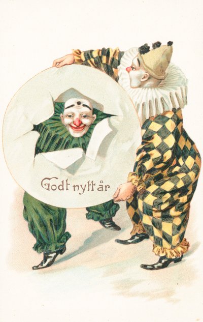 Nowegian New Year Card (kolorowa litografia) autorstwa School Norwegian