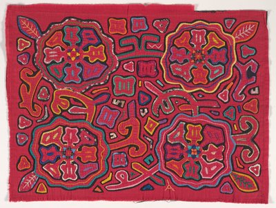 Panel koszuli (mola), Kuna People, Wyspy San Blas, ok. 1950 (bawełna z aplikacjami) autorstwa School Panamanian