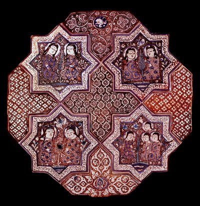 Sztuka perska: fragment ściennego panelu fajansowego z Damghan. Waszyngton. Muzeum Sztuki autorstwa School Persian