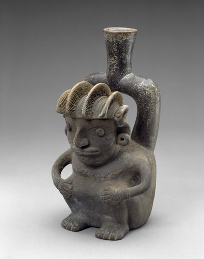 Statek z siedzącym mężczyzną, Cupisnique autorstwa School Peruvian