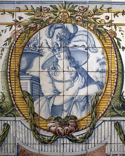 Tablica ozdobna z portretem kobiety, Królewska fabryka Louca, Ratio, polichromia fajansowa autorstwa School Portuguese