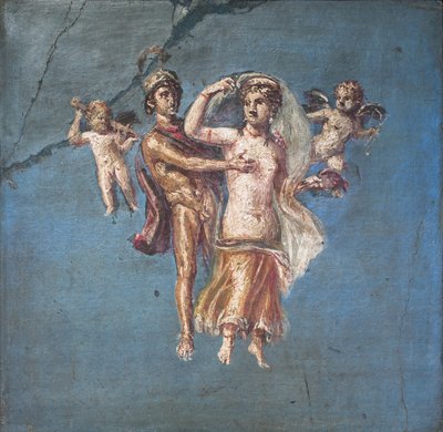 Mars i Wenus na niebieskim tle, Herkulanum autorstwa School Roman