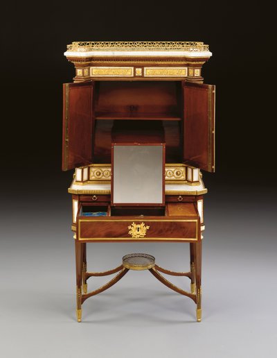 Rosyjski ormolu biały marmur i mahoń bonheur du jour, ok. 1790 (ormolu, marmur i mahoń) autorstwa School Russian